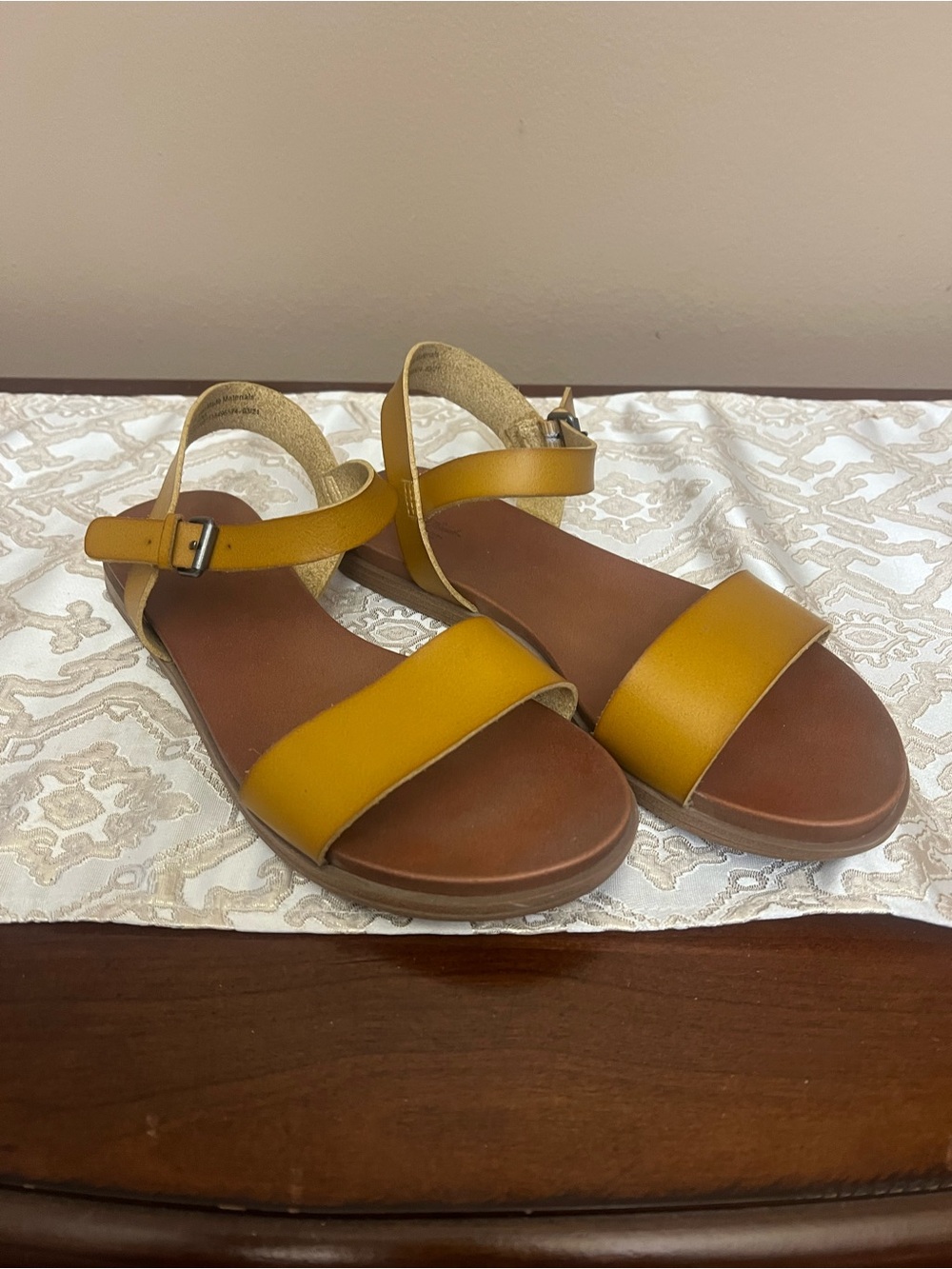 Universal Thread Mustard Yellow Ankle-Strap Sandals